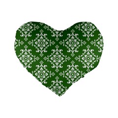 St Patrick S Day Damask Vintage Standard 16  Premium Heart Shape Cushions by BangZart
