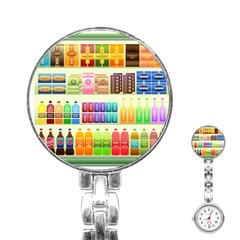 Supermarket Shelf Products Snacks Stainless Steel Nurses Watch by Celenk