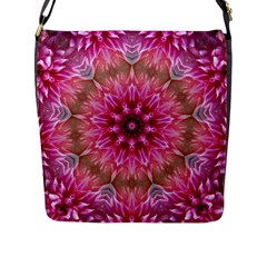 Flower Mandala Art Pink Abstract Flap Messenger Bag (l)  by Celenk