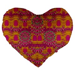 Fern Landscape In Harmony With Bleeding Hearts Fantasy Art Large 19  Premium Flano Heart Shape Cushions by pepitasart