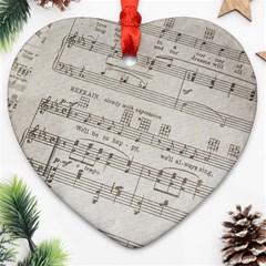 Sheet Music Paper Notes Antique Heart Ornament (two Sides) by Celenk