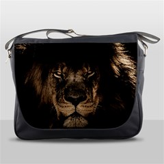 African Lion Mane Close Eyes Messenger Bags by Celenk