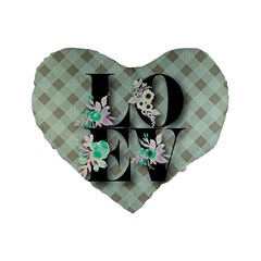 Rustic Love Standard 16  Premium Flano Heart Shape Cushions by NouveauDesign