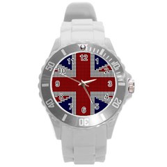 Union Jack Flag British Flag Round Plastic Sport Watch (l) by Celenk