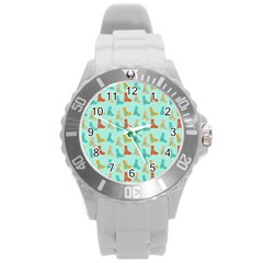 Blue Orange Boots Round Plastic Sport Watch (l) by snowwhitegirl