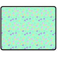 Minty Hearts Double Sided Fleece Blanket (medium)  by snowwhitegirl