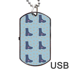 Deer Boots Teal Blue Dog Tag Usb Flash (one Side) by snowwhitegirl