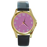 Silly Purple Round Gold Metal Watch Front