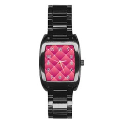 Pink Background Geometric Design Stainless Steel Barrel Watch by Nexatart