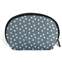 Floral Dots Blue Accessory Pouches (large)  by snowwhitegirl