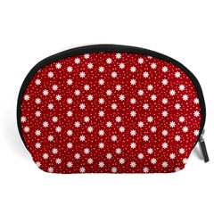 Floral Dots Red Accessory Pouches (large)  by snowwhitegirl