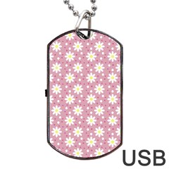 Daisy Dots Pink Dog Tag Usb Flash (two Sides) by snowwhitegirl