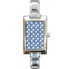 Daisy Dots Blue Rectangle Italian Charm Watch by snowwhitegirl