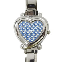 Daisy Dots Blue Heart Italian Charm Watch by snowwhitegirl