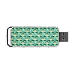 Teal,beige,art Nouveau,vintage,original,belle Époque,fan Pattern,geometric,elegant,chic Portable Usb Flash (two Sides) by NouveauDesign