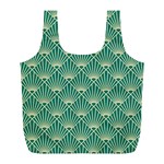 teal,beige,Art nouveau,vintage,original,belle époque,fan pattern,geometric,elegant,chic Full Print Recycle Bags (L)  Back