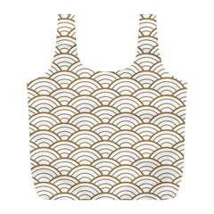 Gold,white,art Deco,vintage,shell Pattern,asian Pattern,elegant,chic,beautiful Full Print Recycle Bags (l)  by NouveauDesign