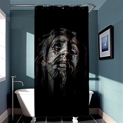 Jesuschrist Face Dark Poster Shower Curtain 36  X 72  (stall)  by dflcprints