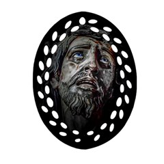 Jesuschrist Face Dark Poster Ornament (oval Filigree) by dflcprints
