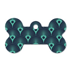 Blue,teal,peacock Pattern,art Deco Dog Tag Bone (one Side) by NouveauDesign