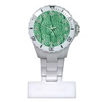 Knitted Wool Square Green Plastic Nurses Watch Front