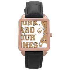 Work Hard Your Bones Rose Gold Leather Watch  by Melcu