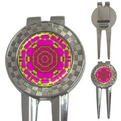 Fern Forest Star Mandala Decorative 3-in-1 Golf Divots by pepitasart