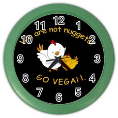 Go Vegan - Cute Chick  Color Wall Clocks by Valentinaart