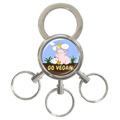 Go Vegan - Cute Pig And Chicken 3-ring Key Chains by Valentinaart