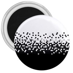 Flat Tech Camouflage White And Black 3  Magnets by jumpercat