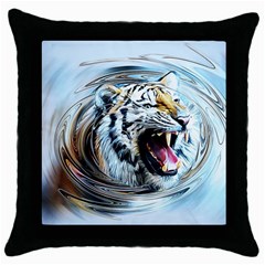 Tiger Animal Art Swirl Decorative Throw Pillow Case (black) by Nexatart