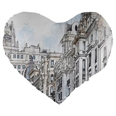 Architecture Building Design Large 19  Premium Flano Heart Shape Cushions by Nexatart