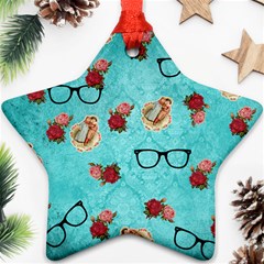 Vintage Glasses Blue Ornament (star) by snowwhitegirl