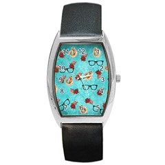 Vintage Glasses Blue Barrel Style Metal Watch by snowwhitegirl