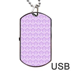 Damask Lilac Dog Tag Usb Flash (two Sides) by snowwhitegirl