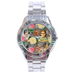 Damask Religious Victorian Grey Stainless Steel Analogue Watch by snowwhitegirl