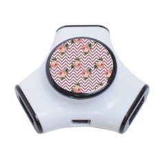 Violet Chevron Rose 3-port Usb Hub by snowwhitegirl