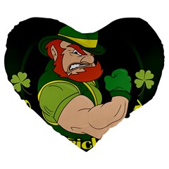 St  Patricks Day Large 19  Premium Flano Heart Shape Cushions by Valentinaart
