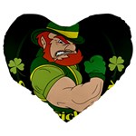 St. Patricks day Large 19  Premium Flano Heart Shape Cushions Back