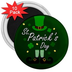 St Patricks Leprechaun 3  Magnets (10 Pack)  by Valentinaart