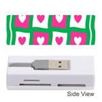 Pink Hearts Valentine Love Checks Memory Card Reader (Stick)  Front