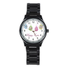 Easter Eggs Stainless Steel Round Watch by Valentinaart