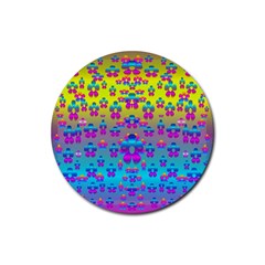 Flowers In The Most Beautiful Sunshine Rubber Coaster (round)  by pepitasart