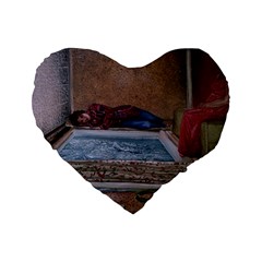 90 Degrees Standard 16  Premium Flano Heart Shape Cushions by redmaidenart