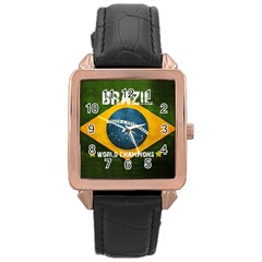 Football World Cup Rose Gold Leather Watch  by Valentinaart