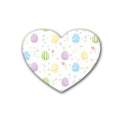 Easter Pattern Rubber Coaster (heart)  by Valentinaart