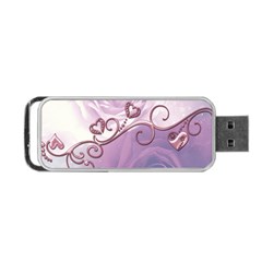 Wonderful Soft Violet Roses With Hearts Portable Usb Flash (two Sides) by FantasyWorld7