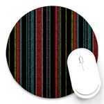 Multicolored Dark Stripes Pattern Round Mousepads Front