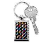 Abstract Multicolor Cubes 3d Quilt Fabric Key Chains (Rectangle)  Front