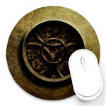 Abstract Steampunk Textures Golden Round Mousepads Front